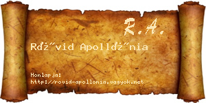 Rövid Apollónia névjegykártya